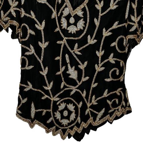 Laurence Kazar Vintage  Silk Beaded Top