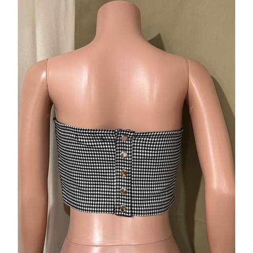 Honey Punch  Women's Black & White Checkered Strapless Crop Top Size L