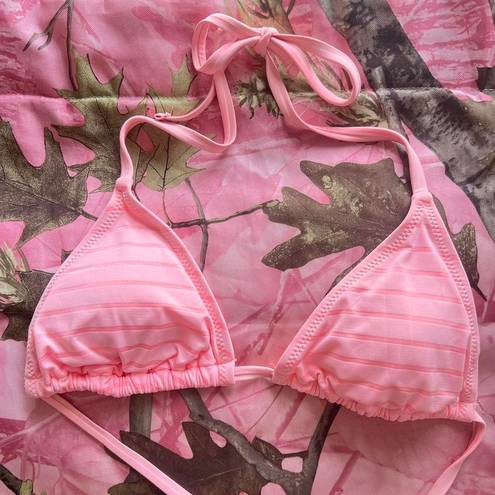 Bubblegum pink striped y2k bikini top