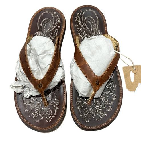 Olukai  Paniolo Women’s Premium Brown Leather Sandals Women’s Size 9