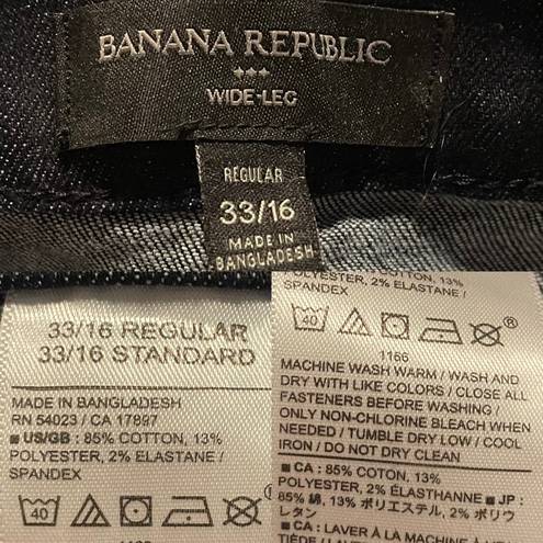 Banana Republic  Womens Jeans Denim Dark Blue Wide Leg Pleated Cotton Bl Size 16