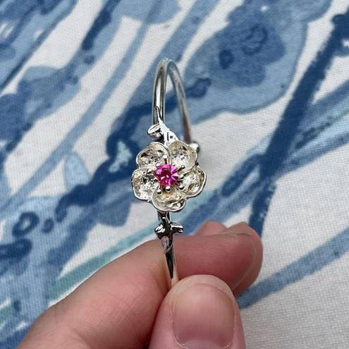 Blossom Cherry  sakura flower bracelet adjustable new gift silver pink october