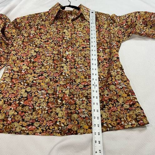 White Stag Vintage  Yellow Pink Floral Button Up Blouse