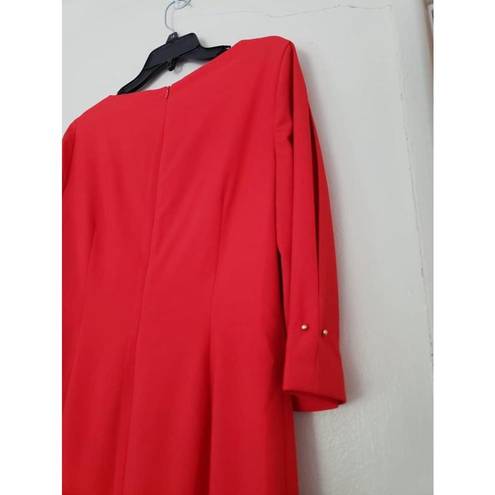 Preston & York Size 10 Dress Red 3/4 Sleeves Women Dress