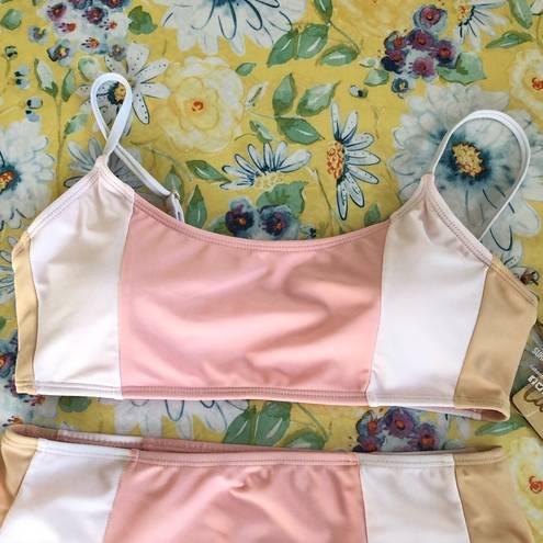 Cabana Del Sol  Pink Color Block Hi Waisted Bikini M