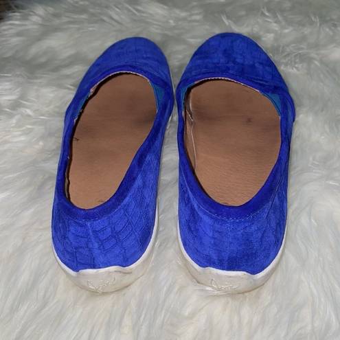 Joie  Huxley Royal Blue Croc Print Suede Slip on sneakers/loafers