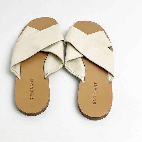 Everlane  The Day Cream Leather Criss Cross Slip On Sandals, Size 7