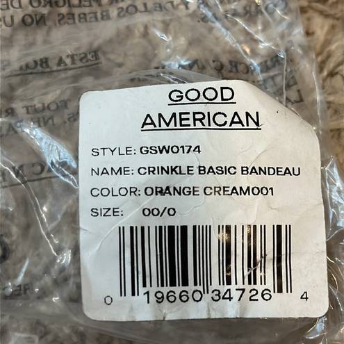 Good American  Orange Cream Crinkle Basic Bandeau Bikini Top—Size 00/0 (XXS/XS)