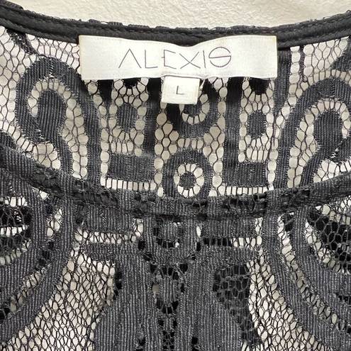 Alexis  Lace Mini Dress Long Sleeves Black Size L