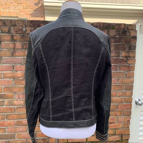 Cache  Unique Linen Leather Jacket Small S