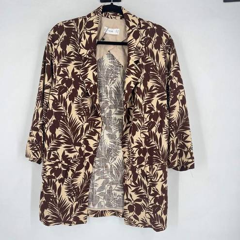 Mango NWT MNG  Women’s Tropical Linen Oversized Blazer Coat Jacket Brown Size XS