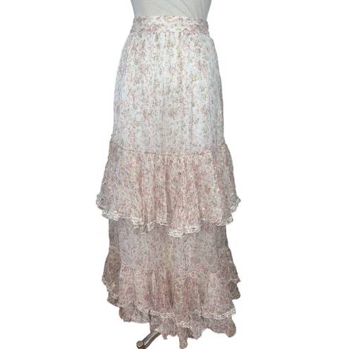 Rococo  SAND Vie Maxi Skirt in Off White & Pink XSmall New Womens Long