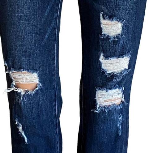 Edge KANCAN Distressed Button Fly Skinny Raw  Denim Blue Jeans ~ Women's Size 26