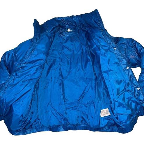 Adidas Originals Womens Puffer Jacket Winter Coat Full Zip High Collar Blue XL