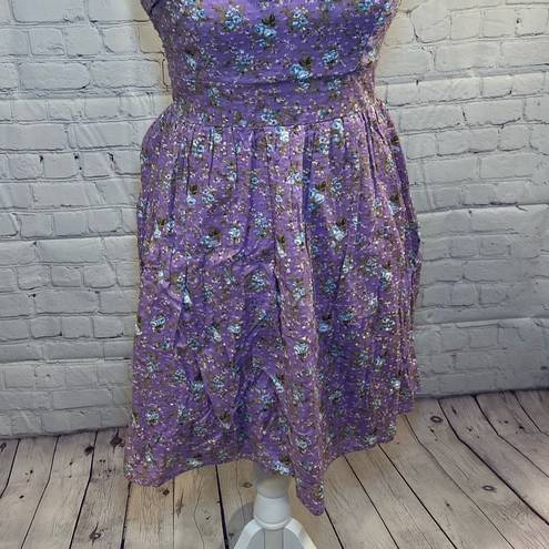 City Triangles Sundress Retro Purple Floral Print-3