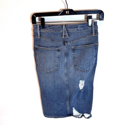 Good American  2/26 Distressed Denim Pencil Skirt