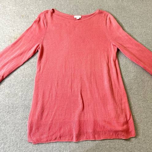 J.Jill  Womens Top Size XS Pink Linen Tunic Boho 3/4 Sleeve Knit Lagenlook Boho