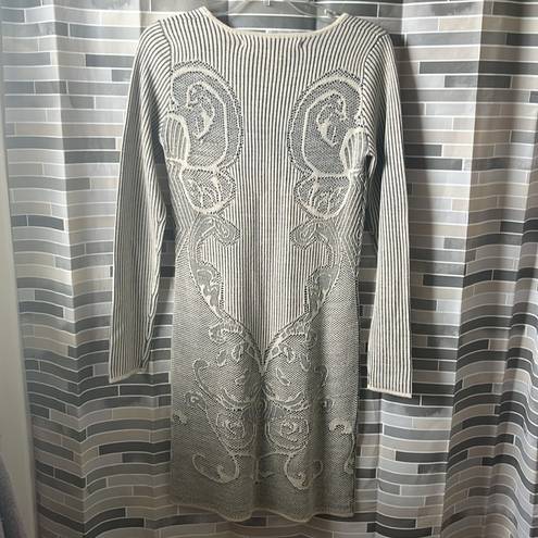 Chelsea and Violet NWT  Elegant Long Sleeve Taupe/Black Dress - Size S (15" PTP)