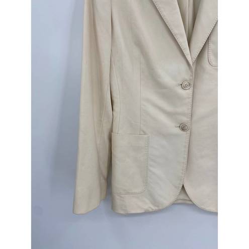 Loro Piana  Cream Cotton Silk Single Breasted Patch Pockets Blazer Jacket Size 42