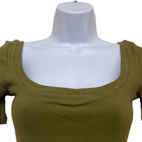 n:philanthropy  Womens Size Small Ribbed Bodysuit Olive Green Square Neck NWT