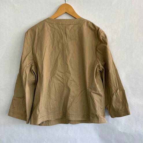 Talbots 🛍4/$20  Tan Ruffle Jacket 3/4 Sleeve Blazer Jacket Size 12