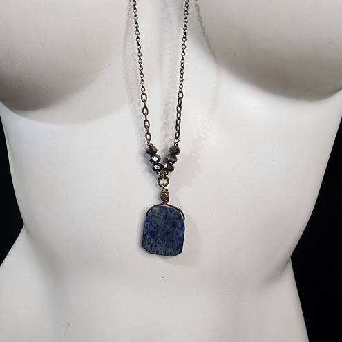 Petal NWT Edgy  Lapis & Charcoal Crystal Egypt Necklace