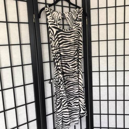 Divided Zebra Animal Print Dress Black White Medium