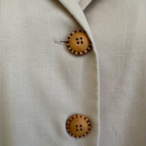 Lee Kathie  Shirt Vintage Beige Wooden Buttons Front Short Sleeves Collard SZ 16W