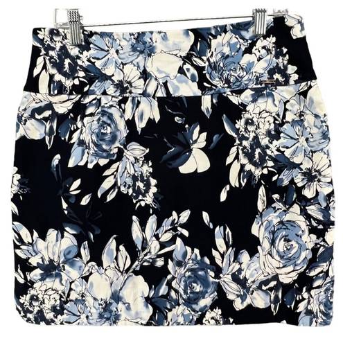 Krass&co SC &  Skirt Skort Womens L Blue Floral Pull On Tummy Control Pockets Athletic