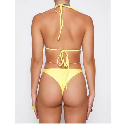 Tiger Mist Yellow  Bikini Set With Beaded Chain 