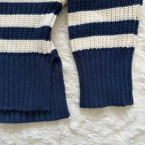 Madewell Sweater Wide Rib Turtleneck Chunky Knit Classic Indigo Stripe S NWT New