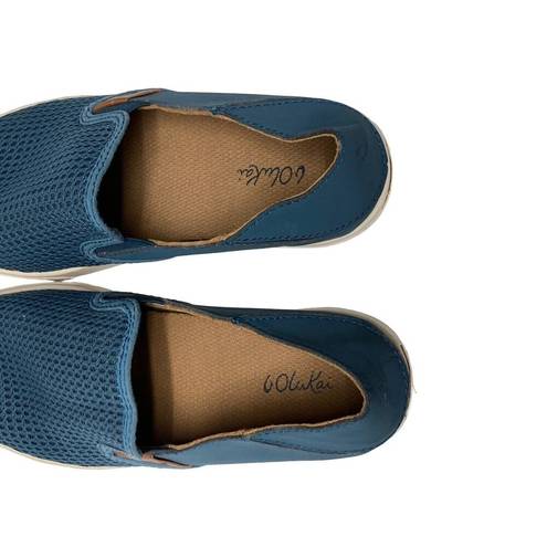 Olukai  Women's Pehuea Heu Blue Lava Rock Mesh Comfort Slip On Shoes Size 6.5