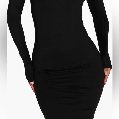 Naked Wardrobe  Bodycon Double Lined Snatching Sexy Designer Black Dress NWT Lg