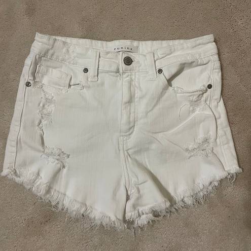 Eunina High Waisted Distressed White Shorts