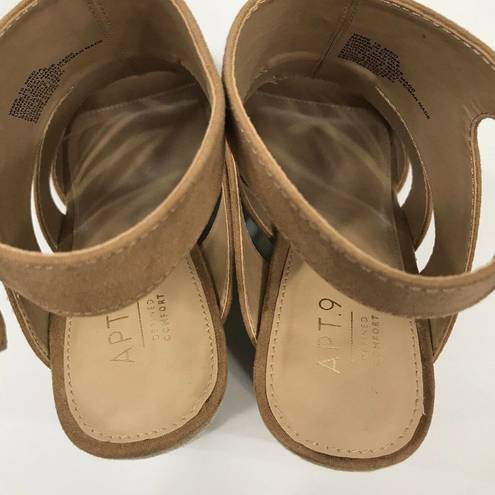 Apt. 9  SZ 10 Medium Wedges Shoes Open-Toe Desert Tan Buckle Closure Womens New