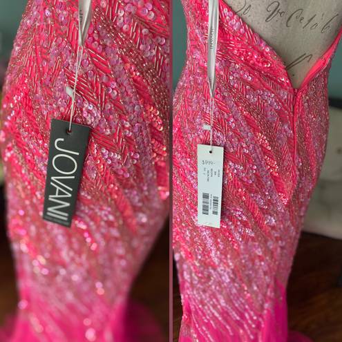 Jovani Hot Pink Prom Dress With Leg Slit