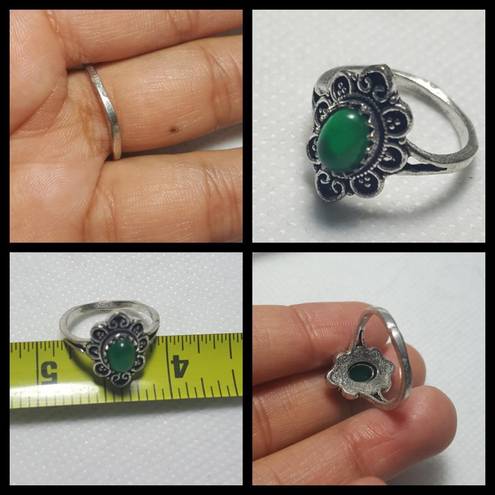 Onyx Green  sterling silver gemstone ring no stamp Ring size - 6.75