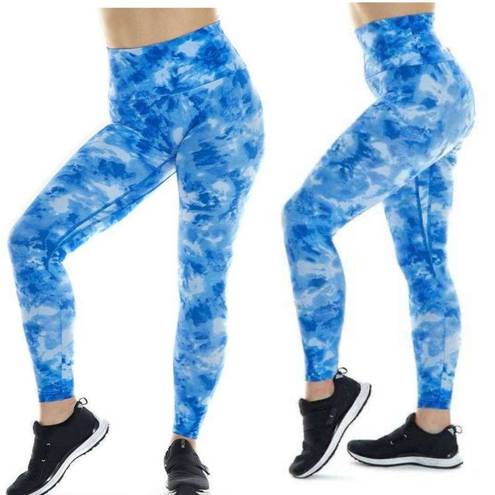 Luna K-DEER  Tie Dye Print High Waisted High Rise Sneaker Length Leggings Blue