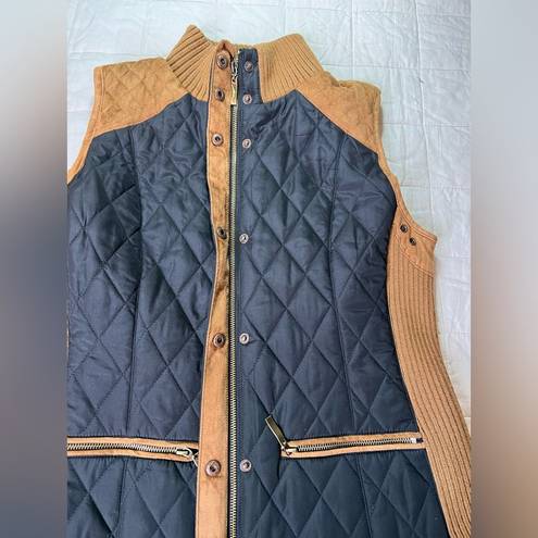 Krass&co Montana  Cognac Brown/Tan & Black Quilted Vest - Small