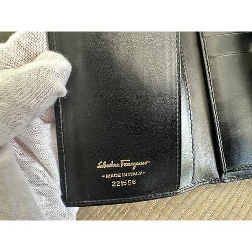 Salvatore Ferragamo Authentic  Black Leather Wallet with Gancini Clasp