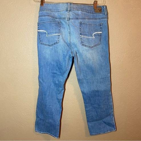 American Eagle  Artist Crop Jeans Womens Size 14 light Blue Denim Stretch