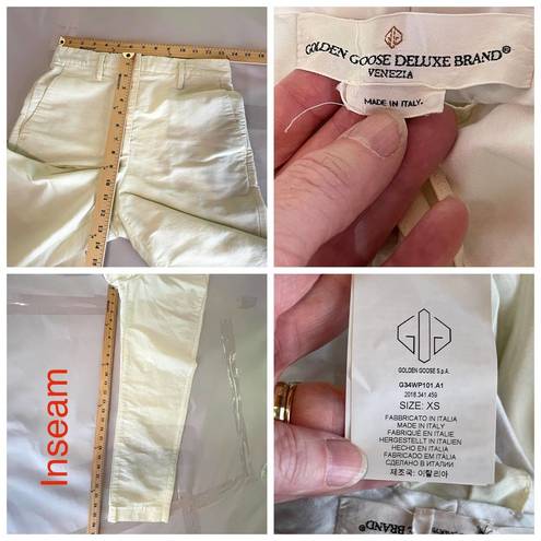 Golden Goose  Linen Cotton Blend Pants Womens Sz XS Pale Yellow Straight Leg