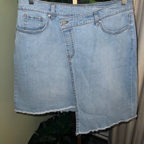 Hunter McGRADY ALL WORTHY Asymmetrical Front Wrap Denim Skirt Size 14