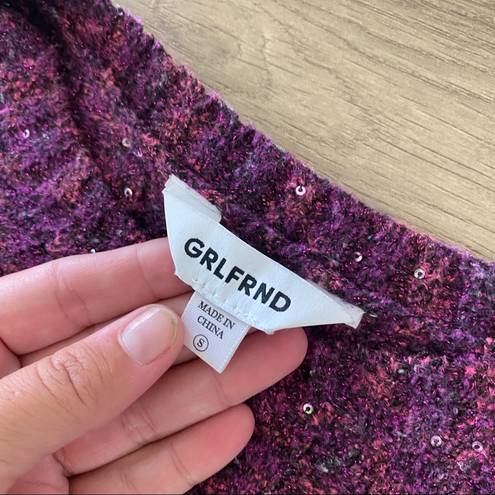 GRLFRND  freckled fuchsia ribbed sequin glitter sweater pullover