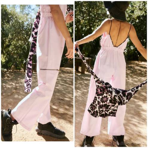 Free People Movement NWOT FP Movement Star Player Wide Leg Overall Jumpsuit  Ligh Pink Color Sz XS