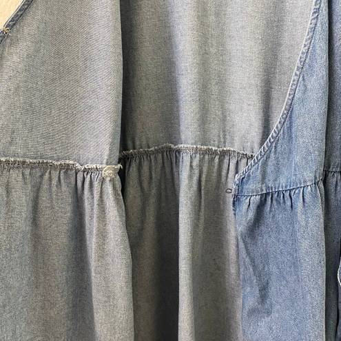 American Eagle Size Large Tall Blue Denim Chambray Wrap Dress