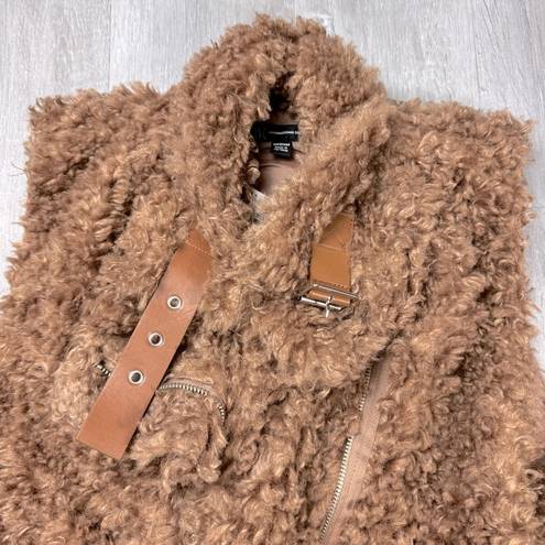 INC  Brown Faux Shearling Vest M