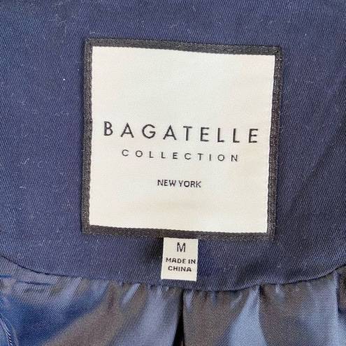 Bagatelle  Womens Trench Coat Cropped Stretch Belted Cuff Stretch Blue Medium