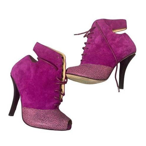 A.L.C. Ask suede lace up peep toe booties