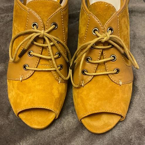 Isaac Mizrahi  Live Brown Suede Leather Oxford Slingback Peep Toe Heels size 7M